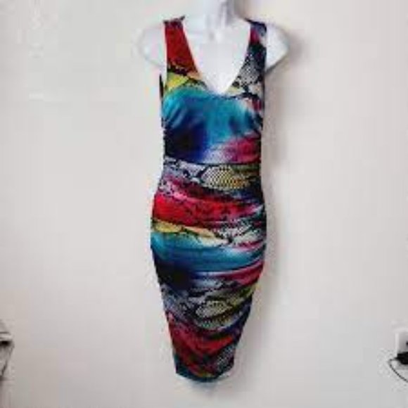 Boston Proper multi color python print ruched dress size S NWOT - Picture 12 of 12